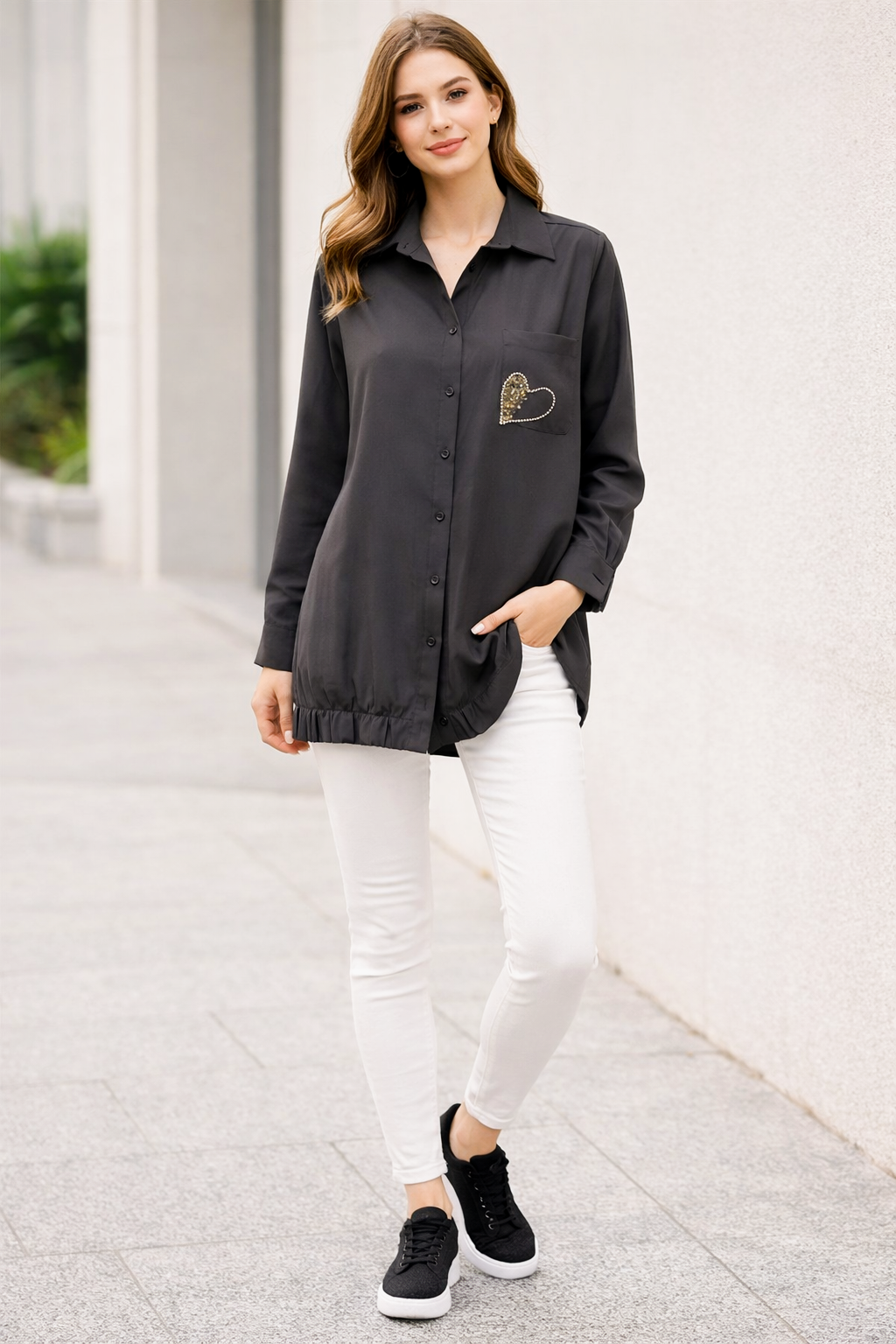 Kalp detaylı Gömlek 