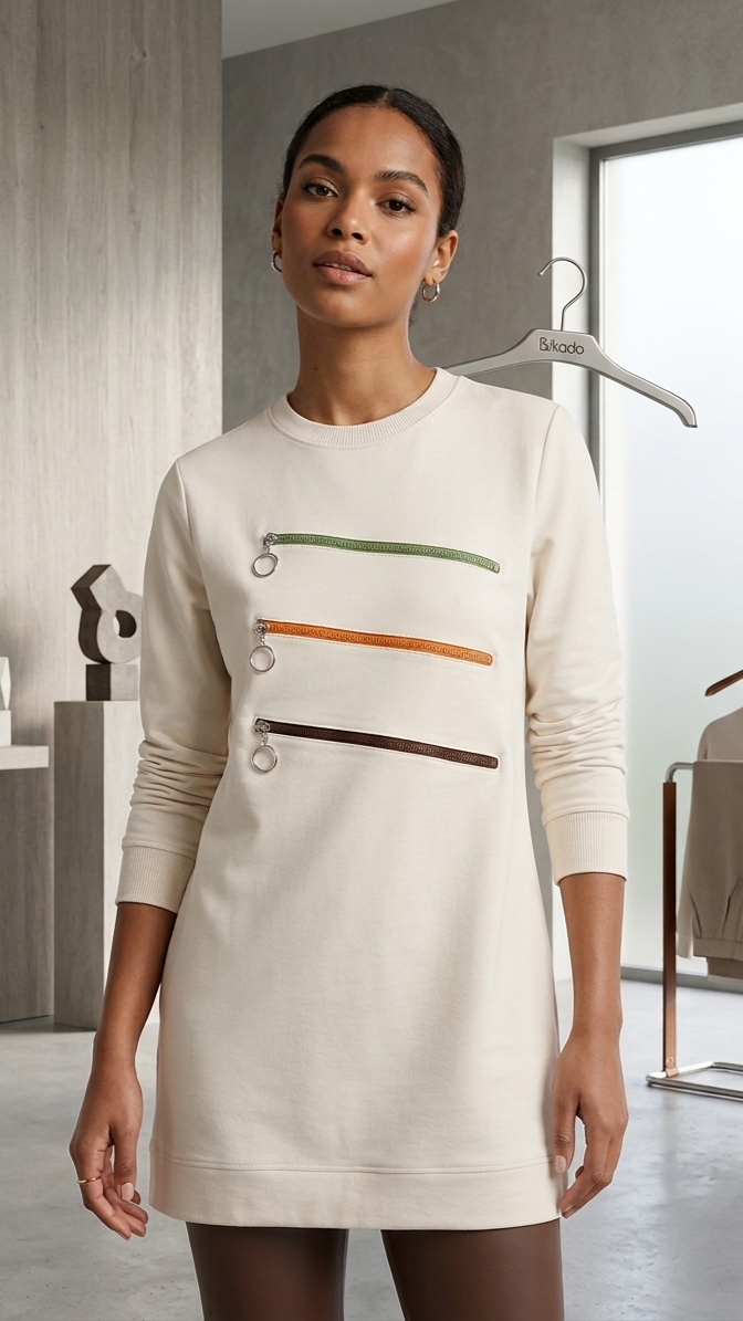 Fermuar aksesuarlı tunik 